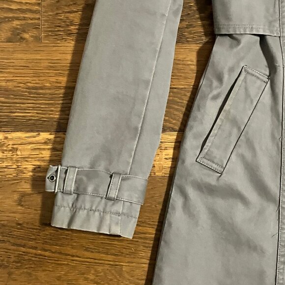 Divided H&M fitted gray twill Autumn Y2K retro vintage trench coat jacket XS 2 - Picture 4 of 9